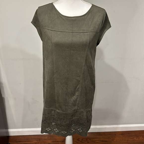 Xhilaration Faux Suede Cutout Dress Army Green with Back Zip Size Medium - Picture 5 of 7